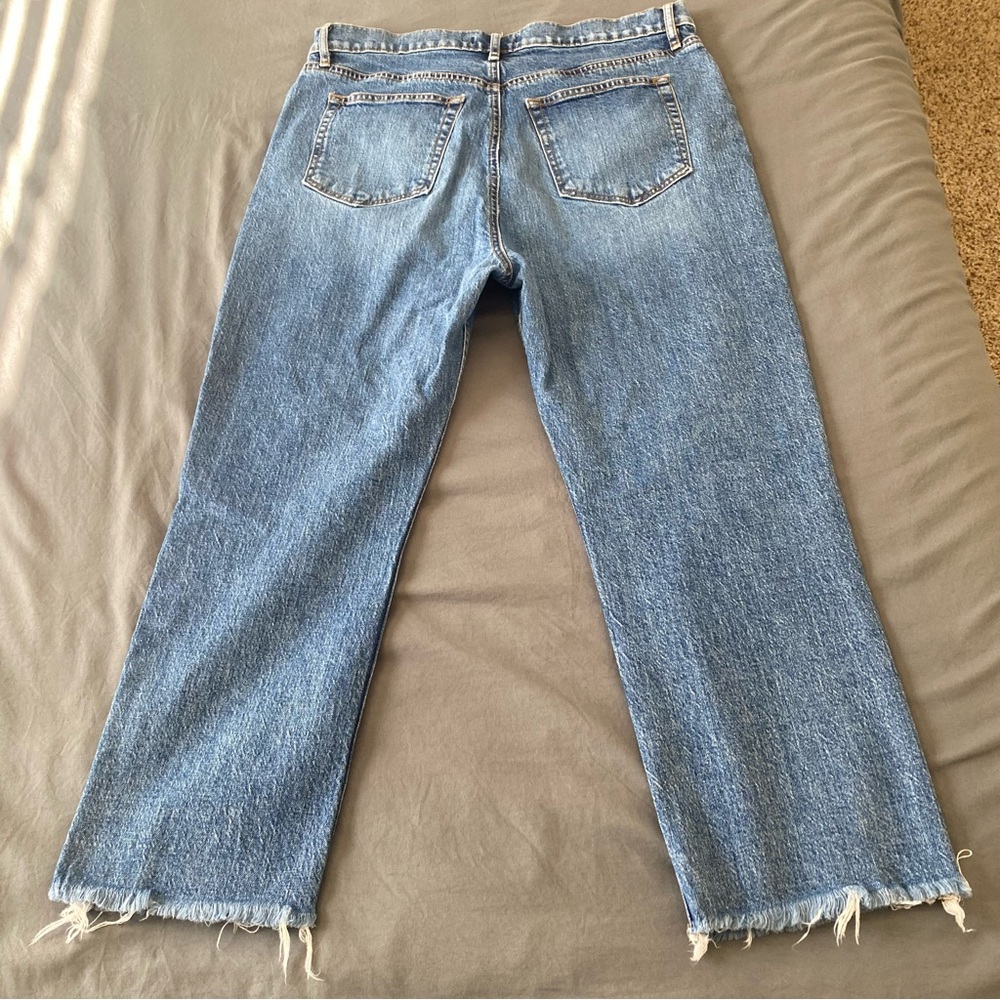 LOFT High Waist Straight Crop Jeans Distressed Casual - Picture 2 of 8